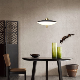 Modern LED pendant in dining room — metal glass ceiling fixture