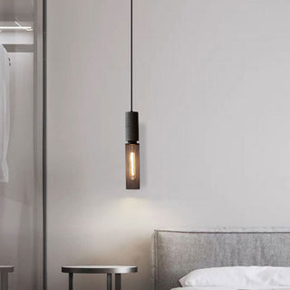 Iron grey pendant light with matte black metal lampshade