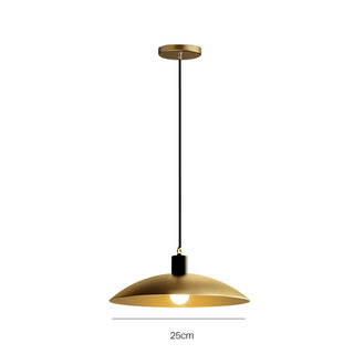 Antique brass bell pendant from above — vintage style dining lamp