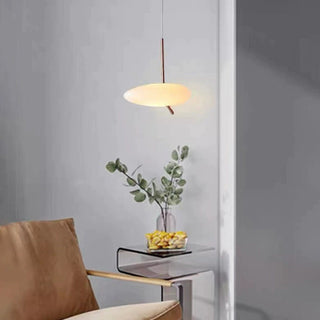 Modern white glass pendant with smooth organic shape