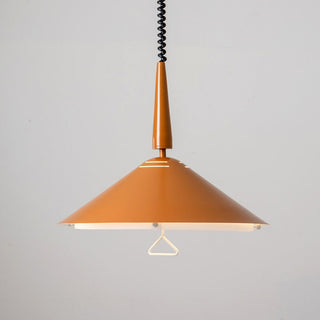 Oversized cone pendant chandelier illuminated — modern dining fixture