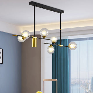 Gold sputnik LED chandelier — modern 7-light tiered ceiling fixture