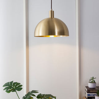 Mid-century modern dome pendant — brushed brass fixture