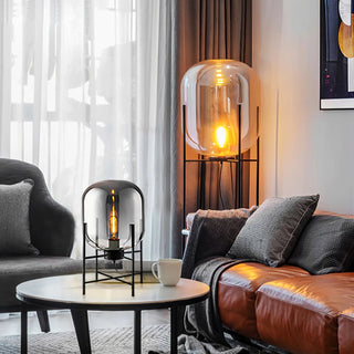 Postmodern glass floor lamp — LED metal warm ambient