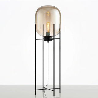 Postmodern glass floor lamp side — LED metal warm glow