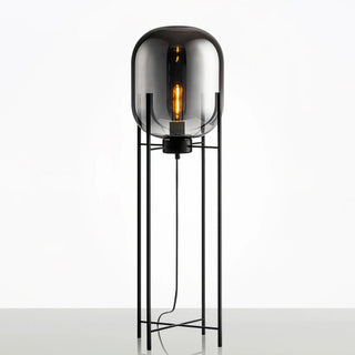 Glass metal floor lamp wide — postmodern LED warm
