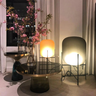 Glass metal LED floor lamp setting — postmodern wide