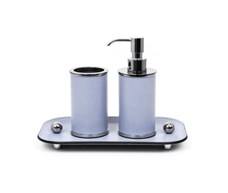 round chrome leather toothbrush holder stylish bathroom detail