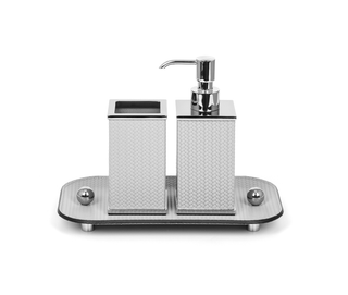 square chrome burnished brass toothbrush holder premium bathroom set view