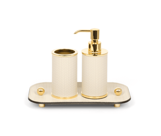 round chrome leather toothbrush holder stylish bathroom set view