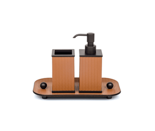 modern square bathroom set soap dispenser toothbrush holder chrome tray front view