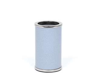 round chrome leather toothbrush holder stylish bathroom front view