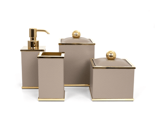 modern square bathroom set soap dispenser toothbrush holder chrome tray side view