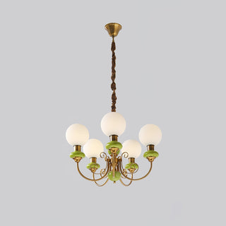 Onyx chandelier green shade metal frame dining room ceiling