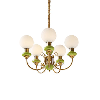 Green tinted glass onyx chandelier metal pendant interior
