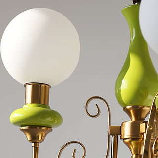 Contemporary onyx chandelier green shade metal frame pendant