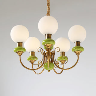 Adjustable metal glass pendant lamp green shade kitchen island