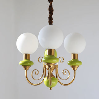 Onyx metal chandelier green glass shade adjustable pendant