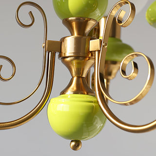 Onyx chandelier green glass metal pendant interior detail