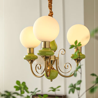 Onyx-inspired metal glass chandelier green shade bedroom lamp