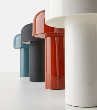 Designer mushroom lamp front — warm ambient light