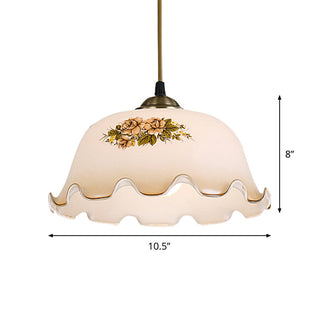 Flower-patterned glass pendant for vintage kitchen lighting