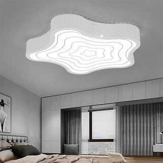 Acrylic LED star ceiling fixture – contemporary bedroom installed