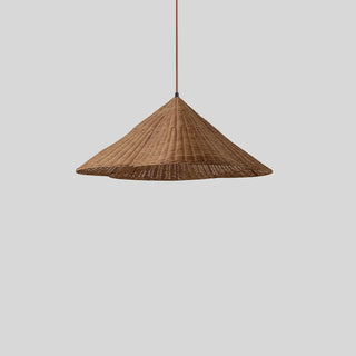 Vintage pendant with boho scalloped rattan design