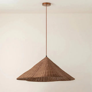 Kitchen island pendant with woven scalloped rattan