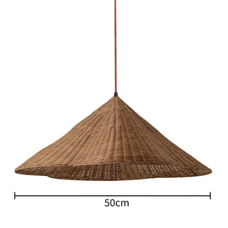 Rattan pendant with vintage scalloped boho style