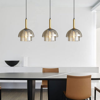 Glass dome pendant side angle — multi-layer modern ceiling lamp
