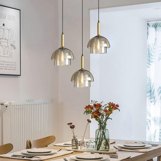 Multi-layer dome pendant top view — glass kitchen island fixture