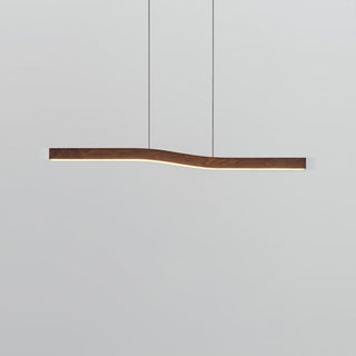 Linear LED pendant in kitchen setting — modern island ceiling lamp