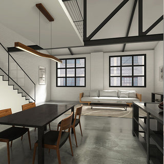 LED linear pendant from below — kitchen island ceiling lamp