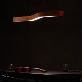 Modern linear pendant side view — LED kitchen island fixture