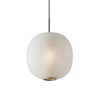 Retro iron frame pendant in interior — frosted glass lantern lamp