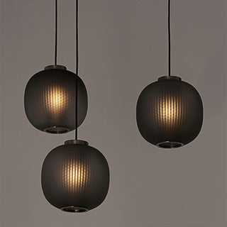 Iron frame frosted pendant from below — retro lantern ceiling lamp