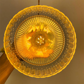 Suspension en verre vintage – Luminaire suspendu rétro avec monture en laiton et verre