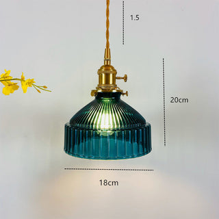 Suspension en verre vintage – Luminaire suspendu rétro avec monture en laiton et verre