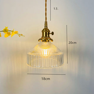 Suspension en verre vintage – Luminaire suspendu rétro avec monture en laiton et verre