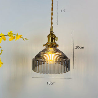 Suspension en verre vintage – Luminaire suspendu rétro avec monture en laiton et verre