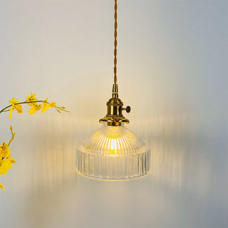 Vintage glass pendant with adjustable cord and brass fixture