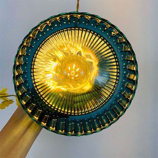 Retro pendant with brass hardware and glass globe shade