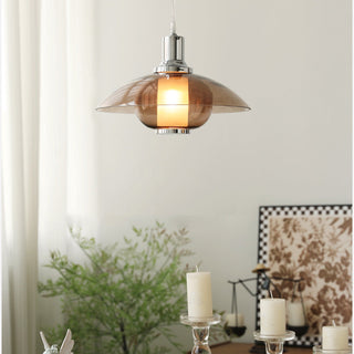 Clear glass pendant from below — Nordic iron adjustable ceiling lamp