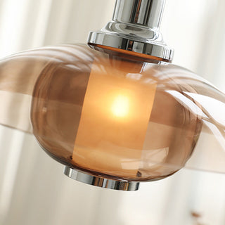 Clear glass pendant top view — Nordic iron adjustable fixture