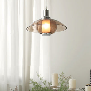 Nordic clear pendant side view — iron adjustable glass ceiling lamp