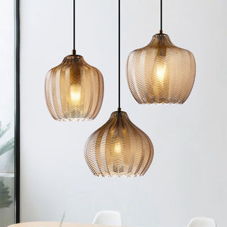 Modern Nordic pendant with glass globe and metal hardware
