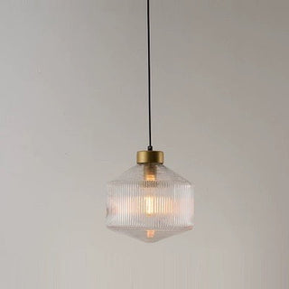 Modern clear glass pendant showing globe shade
