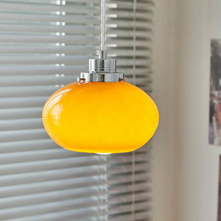 Yellow glass Bauhaus pendant light with adjustable hanging cord