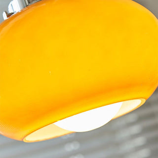 Yellow Bauhaus pendant side view — glass adjustable ceiling lamp